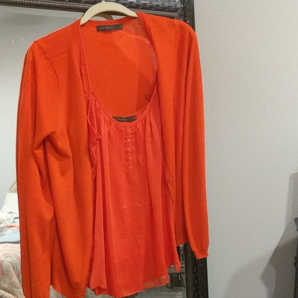 Orange Cami w/ cardigan from the Limited size XL